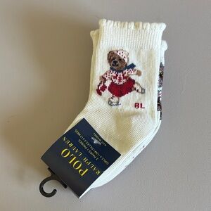 Polo Ralph Lauren Bear Socks 3 Pair 6-12 Months